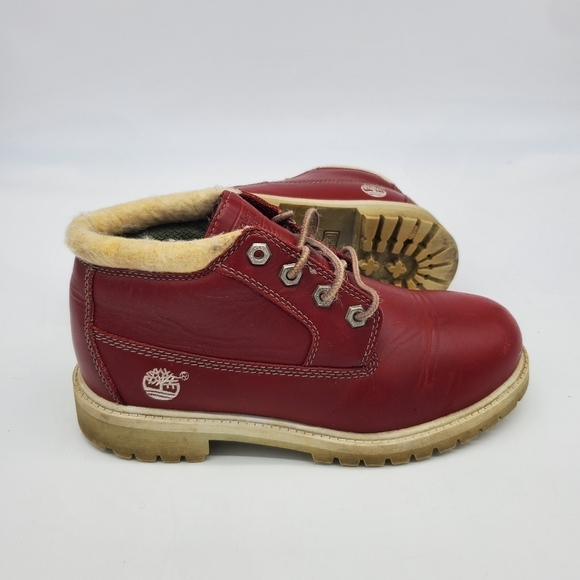 VINTAGE TIMBERLAND NELLIE WATERPROOF BOOTS CITY RED JUNIORS SIZE 5 M SHOES - Picture 12 of 12